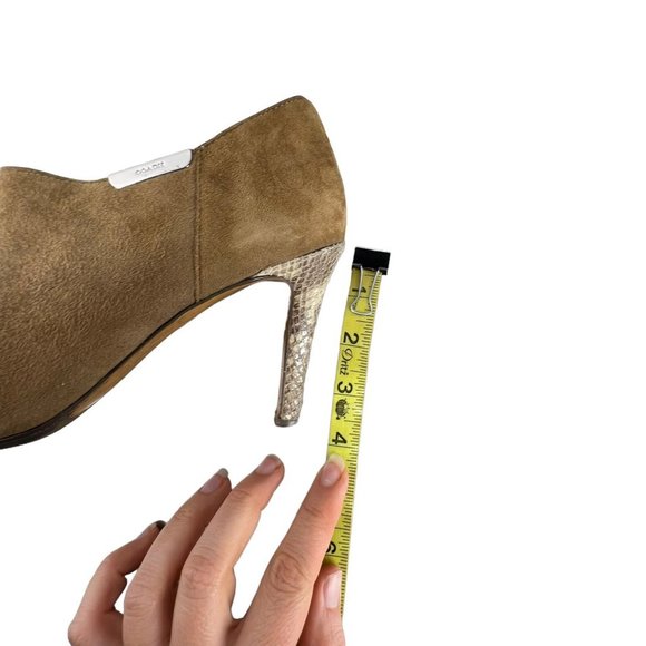 Coach Seneca Brown Suede Stiletto Round Toe Snakeskin Heels 7 - Picture 11 of 13